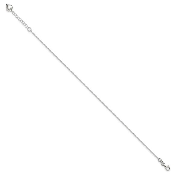 925 Sterling Silver Polished Heart Charm 9" + 1" Ext. Summer Fine Jewelry Anklet - Picture 2 of 7